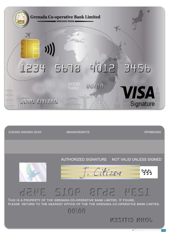 Download Grenada Co operative Bank limited visa signature business credit Photoshop template